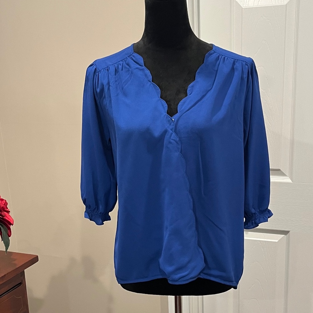 Umgee Royal Blue Loose Fit 3/4 Sleeve Blouse S